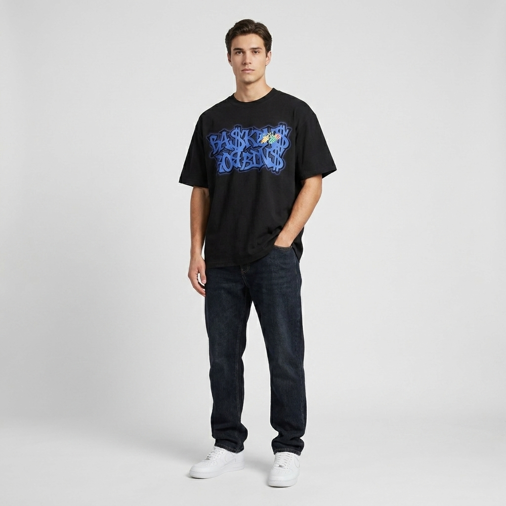 Baskins Robbins Graffiti Tee Black - worn by model